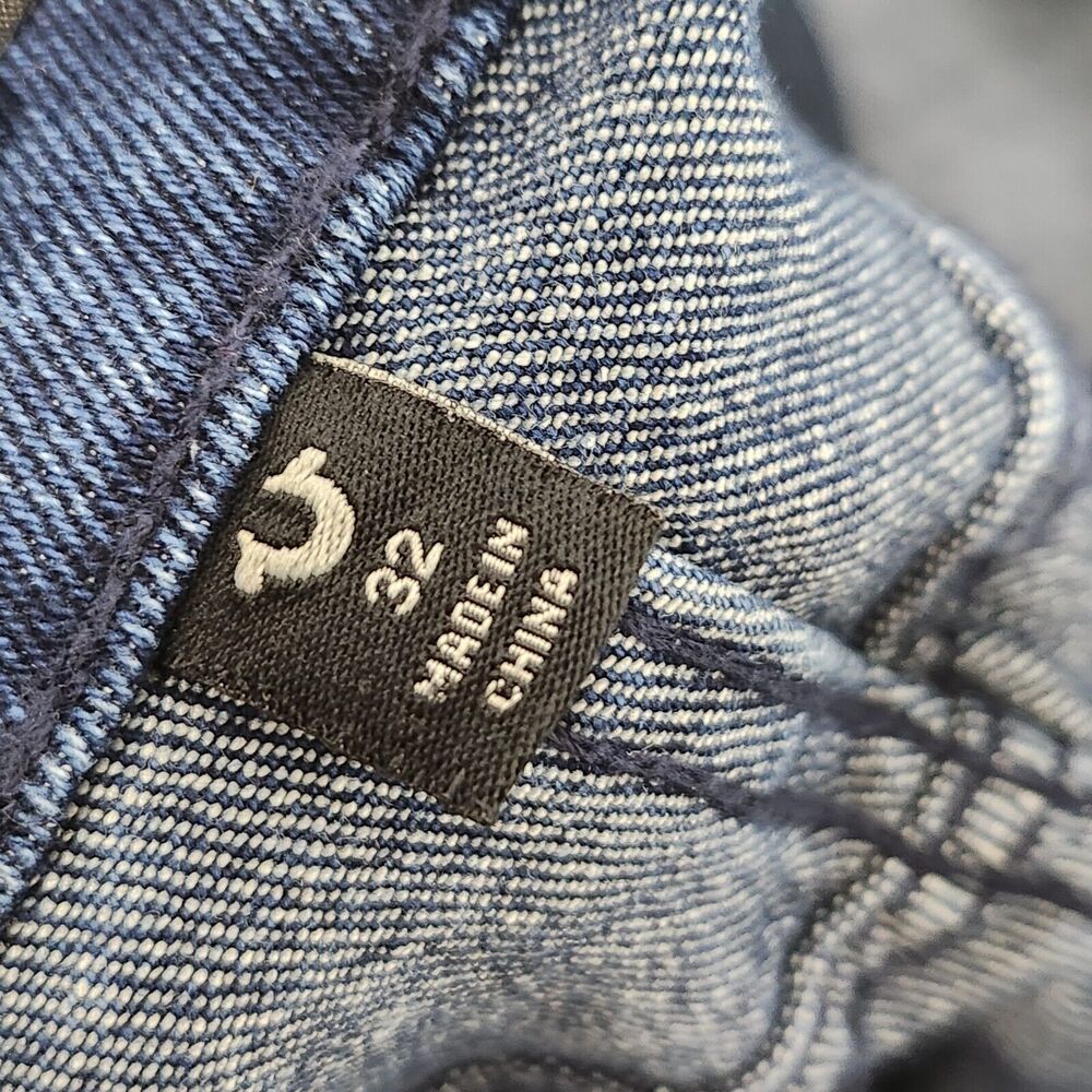 New True Religion Ricky SN Flap Shorts (32") Men Dark Lagoon Wash Denim Relaxed - Picture 8 of 10